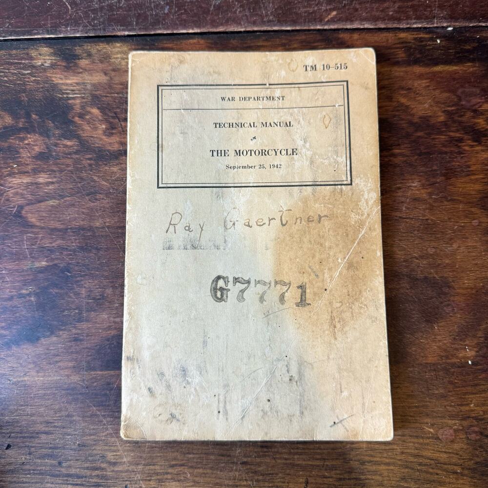 1942 TM 10-515 Motorcyle US Military Manual Harley Davidson Indian motorcycle